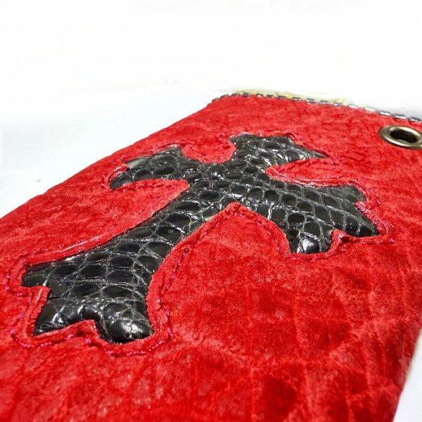 画像8: Crocodile Flank Cross Inlay Elephant Wallet (8)