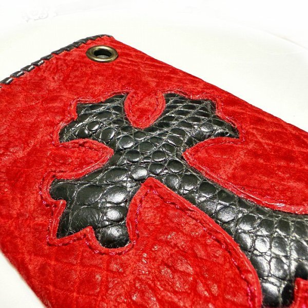 画像7: Crocodile Flank Cross Inlay Elephant Wallet (7)