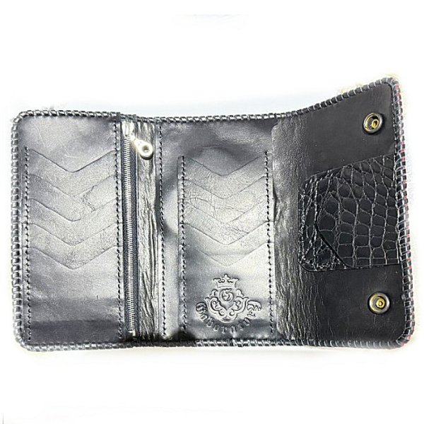 画像6: Crocodile Flank Cross Inlay Elephant Wallet (6)