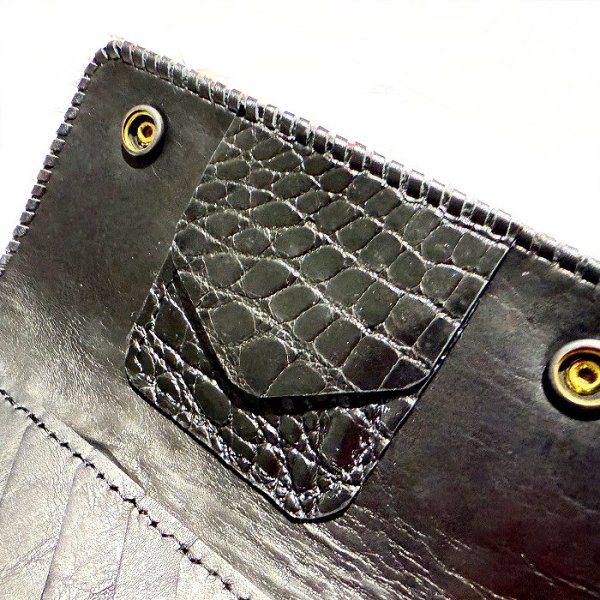画像12: Crocodile Flank Cross Inlay Elephant Wallet (12)