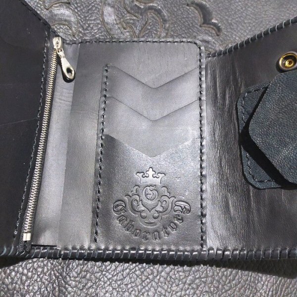 画像17: Crocodile Flank Cross Inlay Elephant Long Short Wallet (17)