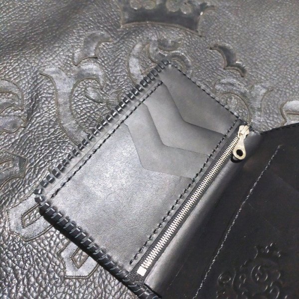 画像16: Crocodile Flank Cross Inlay Elephant Long Short Wallet (16)