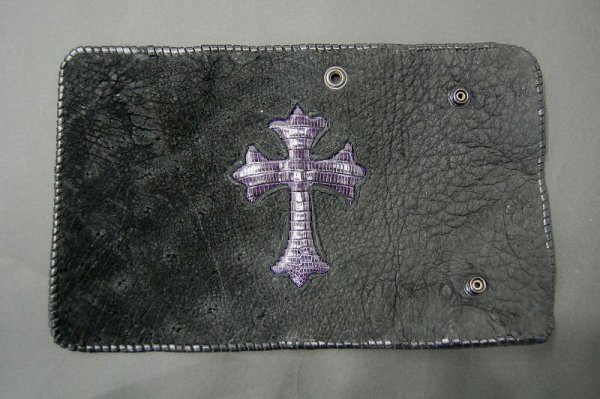 画像3: Lizard Traditional Cross Inlay Hippo Long Wallet (3)