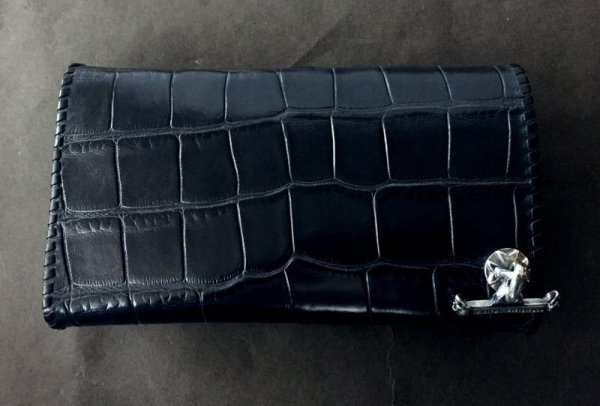 画像4: Crocodile Belly Plain Long Wallet (4)