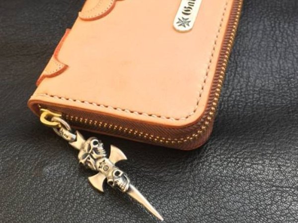 画像11: Atelier Mark Overlay Saddle Leather Round Zip Wallet (Natural) (11)