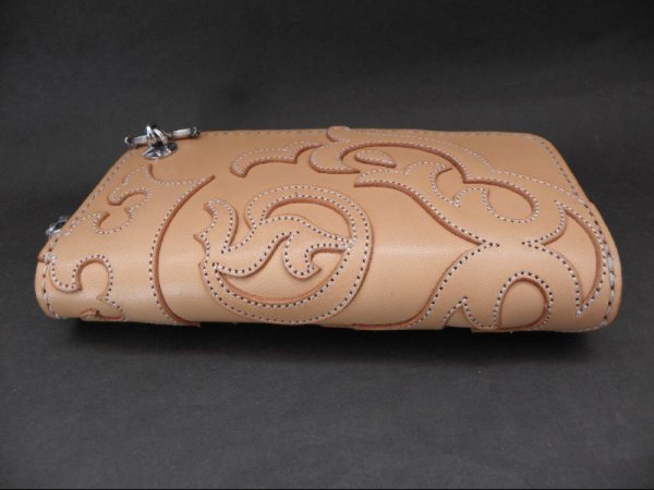 画像3: Atelier Mark Overlay Saddle Leather Round Zip Wallet (Natural) (3)