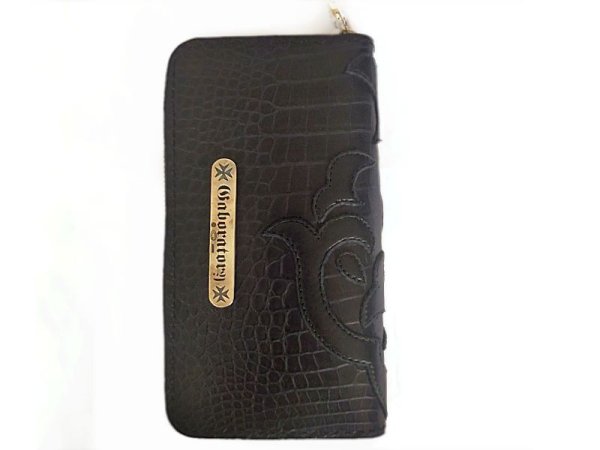 画像1: Atelier Mark Overlay Crocodile Belly Round Zip Wallet [RZ-11] (1)