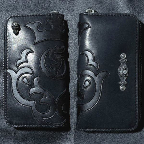 画像1: [現品限り2025年内納品OK] G&Crown Quarter Cross Oval With Crown Atelier Mark Overlay Saddle Leather Round Zip Wallet  (1)