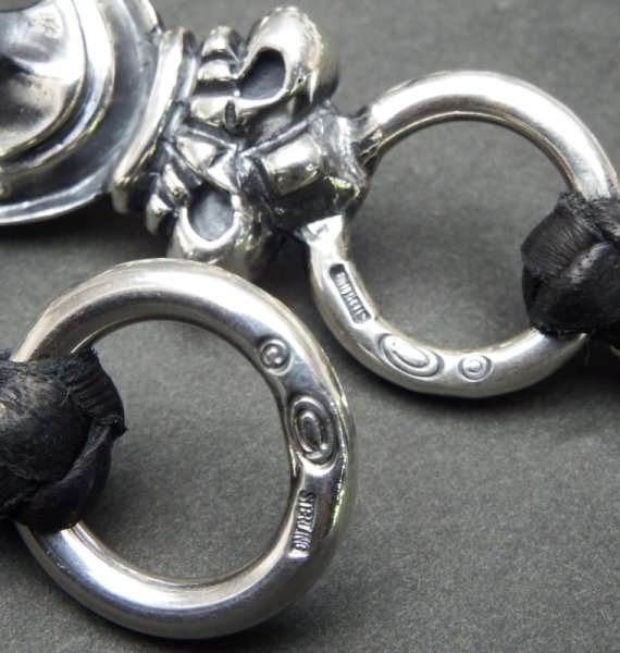 画像3: Skull on W crown battle-ax keeper & all 19 skull braided lether wallet chain (3)