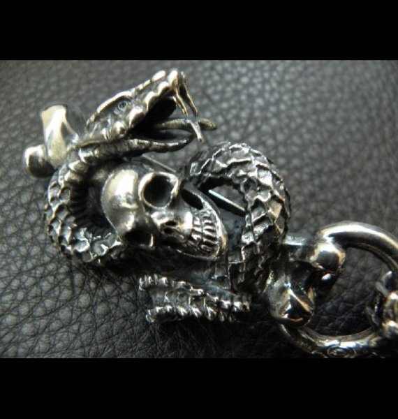 画像4: Skull On Snake Born Keeper With 2-Snake With Skull Links Wallet Chain (4)