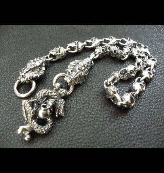 画像2: Skull On Snake Born Keeper With 2-Snake With Skull Links Wallet Chain (2)