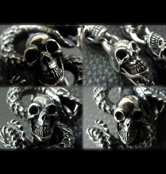 画像20: Skull On Snake Born Keeper With 2-Snake With Skull Links Wallet Chain (20)