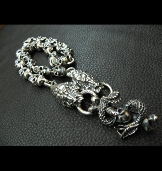 画像19: Skull On Snake Born Keeper With 2-Snake With Skull Links Wallet Chain (19)