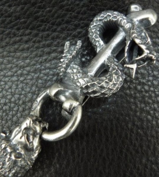 画像11: Snake Keeper With 2Lions & Maltese Cross H.W.O Chiseled Anchor Links Wallet Chain (11)