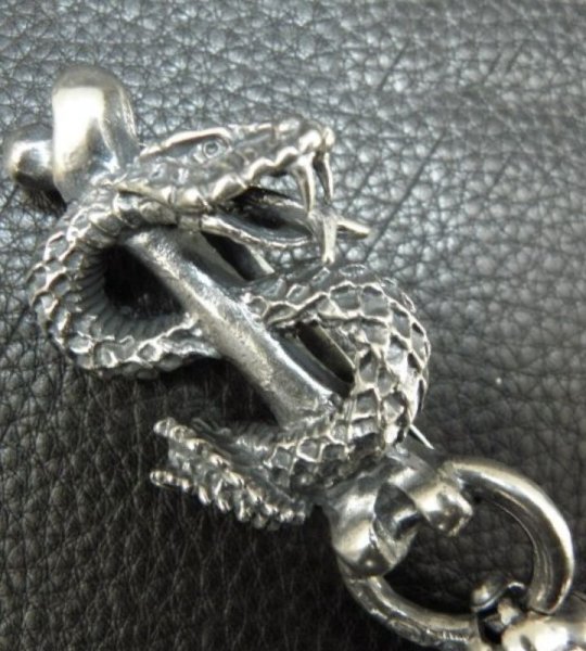 画像10: Snake Keeper With 2Lions & Maltese Cross H.W.O Chiseled Anchor Links Wallet Chain (10)