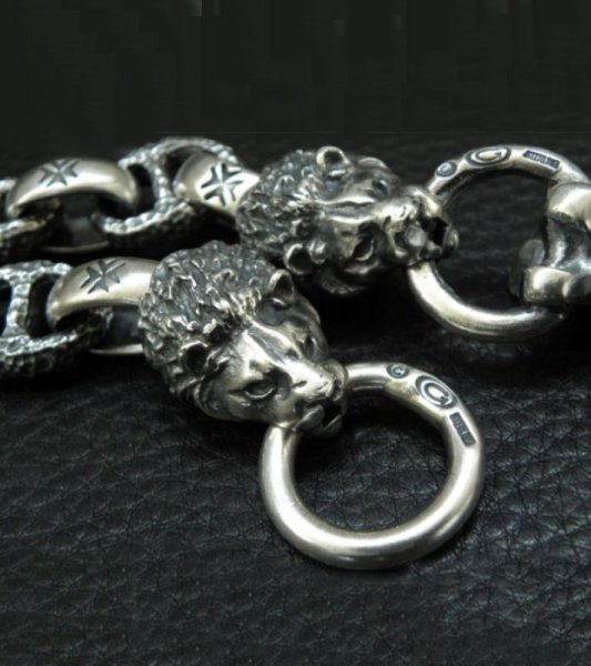 画像20: Snake Keeper With 2Lions & Maltese Cross H.W.O Chiseled Anchor Links Wallet Chain (20)