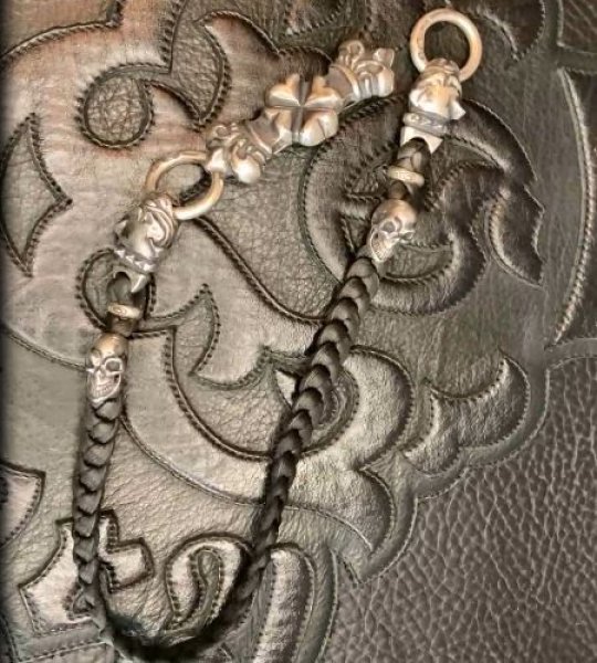 画像6: 4Heart Crown Cross Key Keeper With 2Old Bulldogs & 2Skulls Braid Leather Wallet Chain (6)