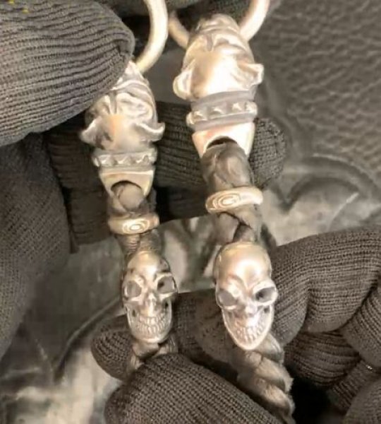 画像11: 4Heart Crown Cross Key Keeper With 2Old Bulldogs & 2Skulls Braid Leather Wallet Chain (11)