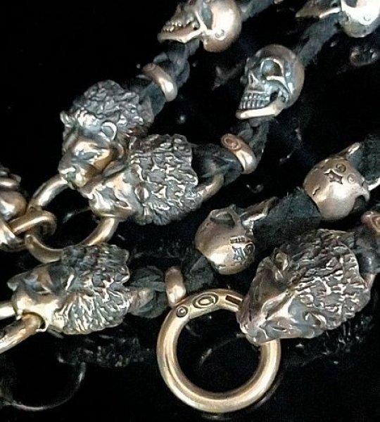 画像10: Skull On Cross Oval W/Crown Keeper & 4Lions & 12Skulls W/Braid Leather Wallet Chain Skull Drop (10)