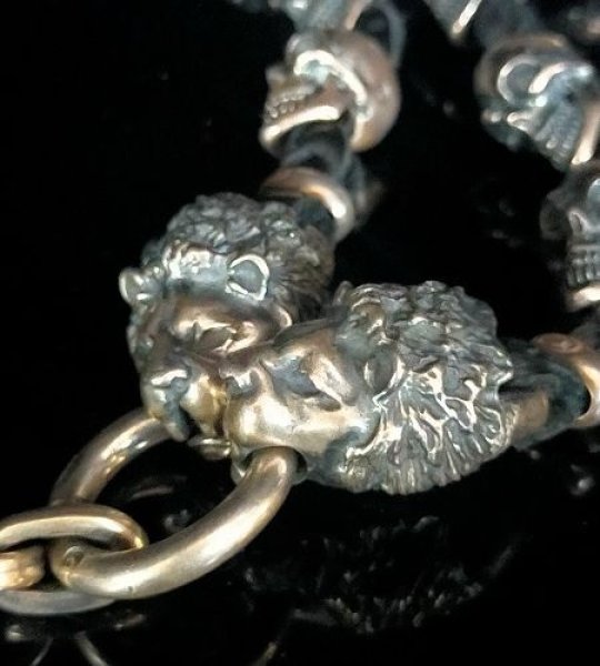 画像9: Skull On Cross Oval W/Crown Keeper & 4Lions & 12Skulls W/Braid Leather Wallet Chain Skull Drop (9)