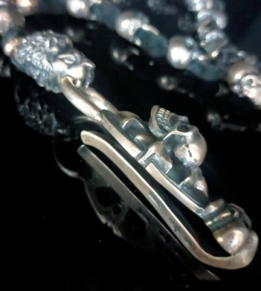 画像8: Skull On Cross Oval W/Crown Keeper & 4Lions & 12Skulls W/Braid Leather Wallet Chain Skull Drop (8)