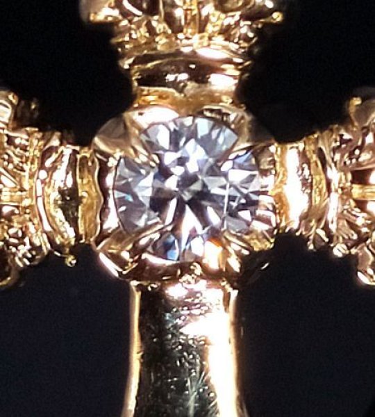 画像9: 18k Gold 1/64 4Heart Crown Cross With Diamond Pierce (9)