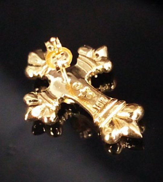 画像4: 18k Gold 1/64 4Heart Crown Cross With Diamond Pierce (4)