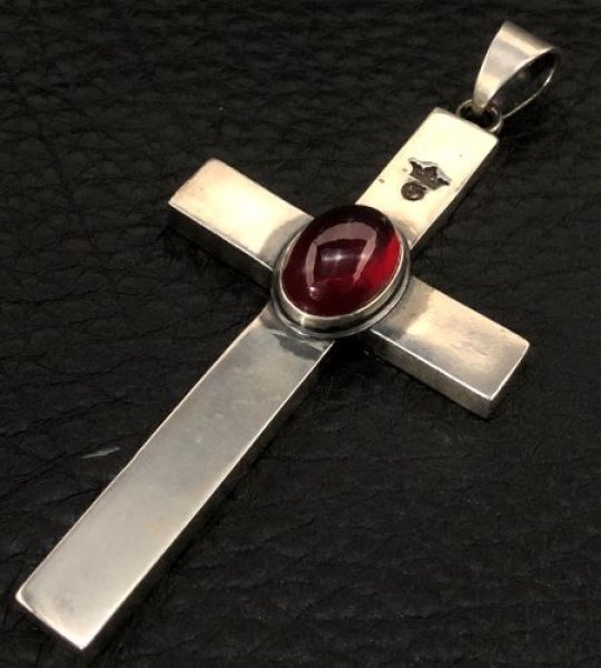 画像2: Cabochon Cut Ruby On Plain Cross Pendant (2)