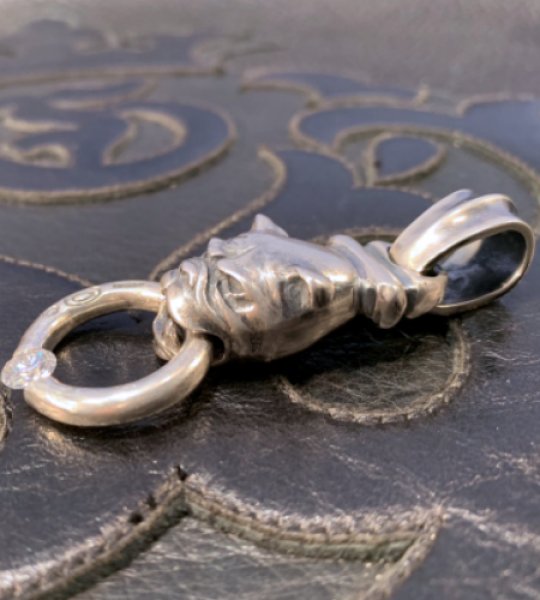 画像6: Long Neck Bulldog With ZAZA Floating 6.5mm 1Ct  Moissanite O-Ring Pendant (6)