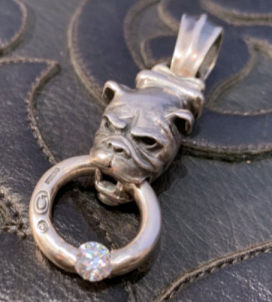 画像3: Long Neck Bulldog With ZAZA Floating 6.5mm 1Ct  Moissanite O-Ring Pendant (3)