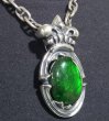 画像2: Flashing Fire Green Labradorite With Large Crown On Sculpted Oval Pendant (2)