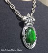 画像5: Flashing Fire Green Labradorite With Large Crown On Sculpted Oval Pendant (5)