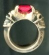 画像5: Ruby Half Devil Skull Triangle Wire Bangle Ring (5)