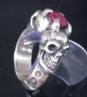 画像6: Ruby Half Devil Skull Triangle Wire Bangle Ring (6)