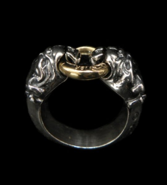 画像1: 18k Gold Ring With Quarter Old Bulldog Triangle Wire Bangle Ring (1)