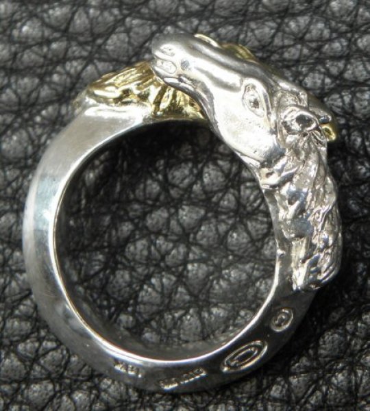 画像3: 18k Gold & Silver Horse Triangle Wire Bangle Ring Platinum Finish (3)