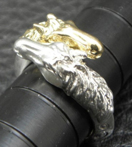 画像14: 18k Gold & Silver Horse Triangle Wire Bangle Ring Platinum Finish (14)