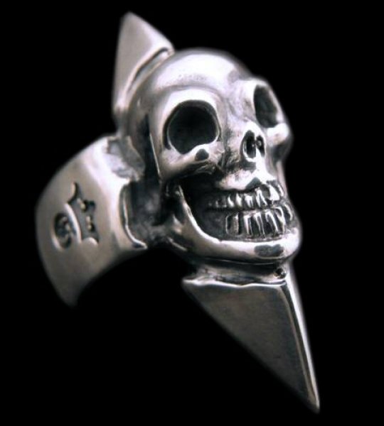 画像1: Skull Spike Ring (Side Flat) (1)
