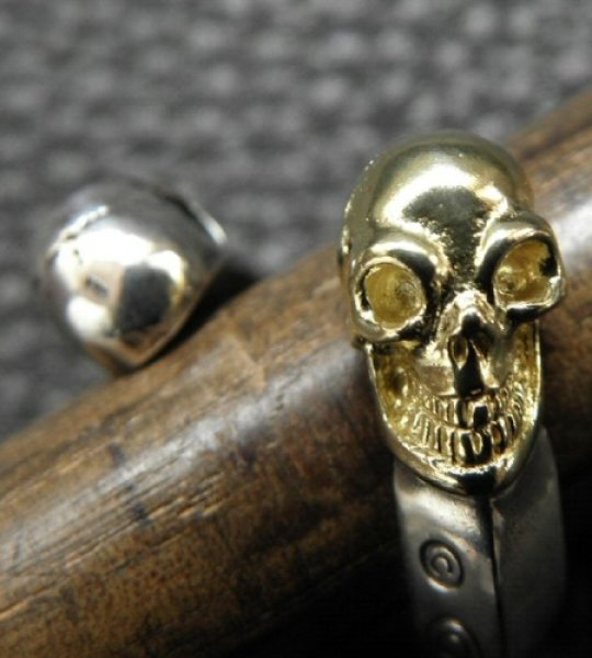 画像15: Gold & Silver Skull With Triangle Wire Ring (15)