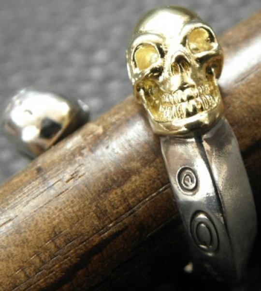 画像13: Gold & Silver Skull With Triangle Wire Ring (13)