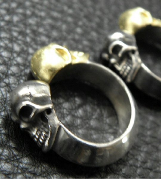 画像4: Gold & Silver Skull With Triangle Wire Ring (4)