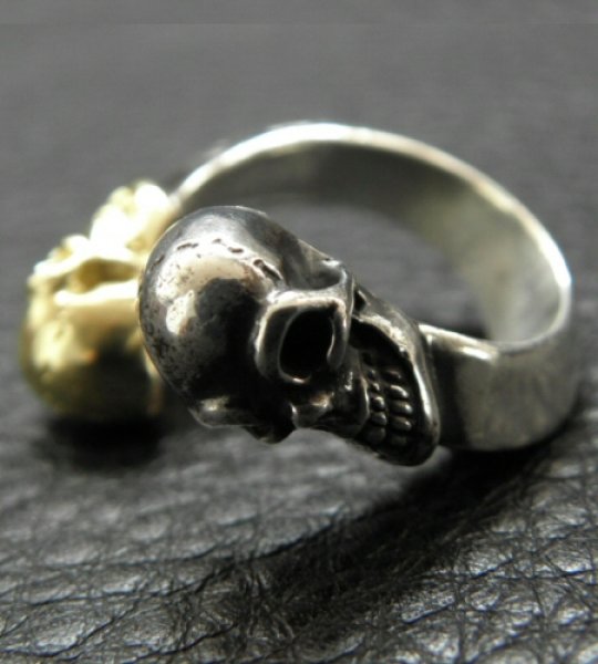 画像7: Gold & Silver Skull With Triangle Wire Ring (7)