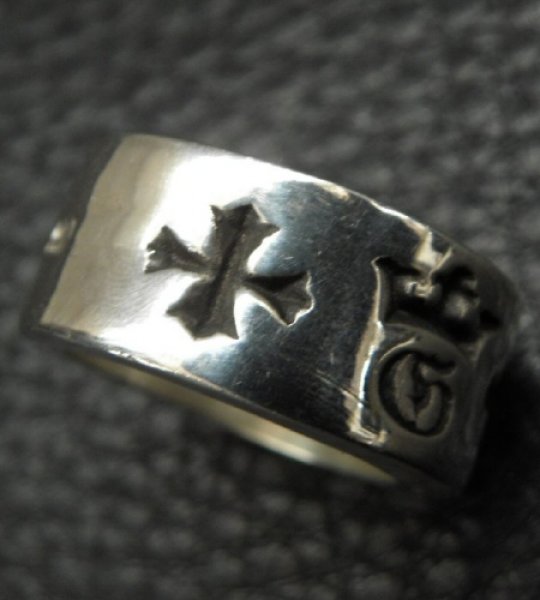 画像8: Wide G&Crown Gothic Cigar Band Ring (8)