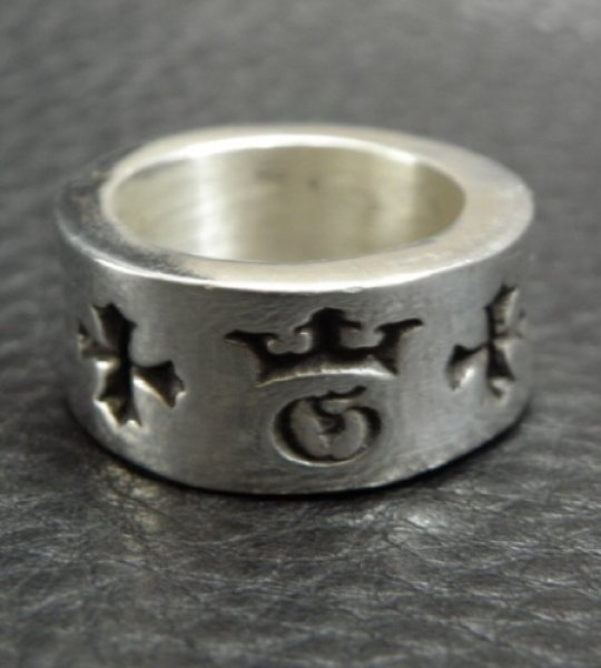 画像7: Wide G&Crown Gothic Cigar Band Ring (7)