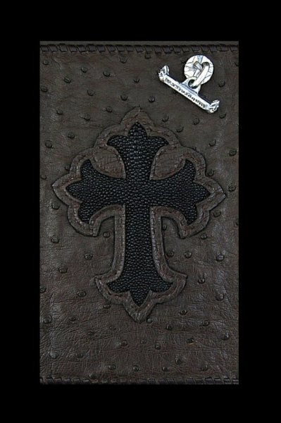 画像2: Stingray Cross Inlay Ostrich Long Wallet (2)