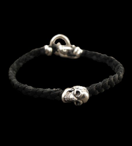 Gaborartory Quarter Skull On Braid leather bracelet