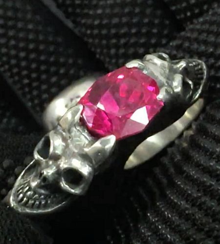 Gaborartory ZAZA Diamond Line Pink Sapphire Devil Skull Triangle 