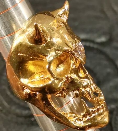 Zaza Diamond Line 18k Gold Zaza Large Devil Skull With Diamond Eye 